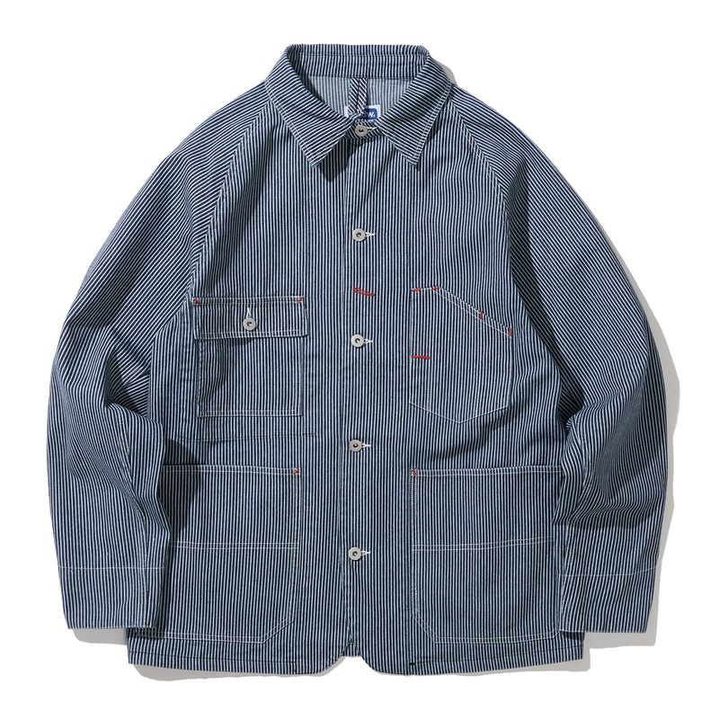 xau hickory chore jacket navy stripe