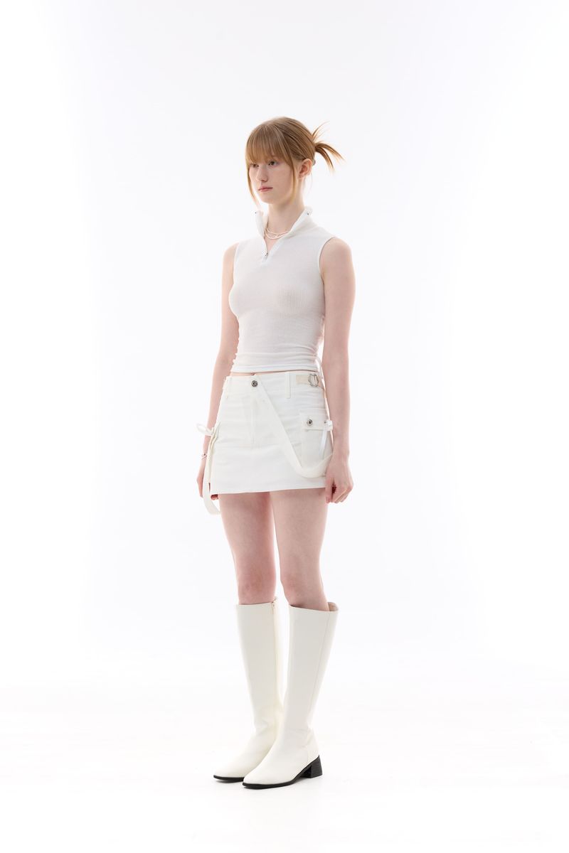 JOSEE HALF ZIP-UP / WHITE