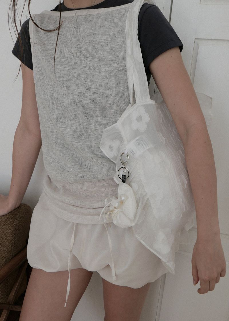 Linen Shirring Sleeveless Top_Beige