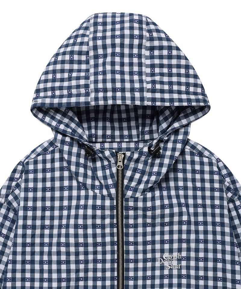 HOODED CHECK WIND BREAKER NAVY(CV2GSUB960A)