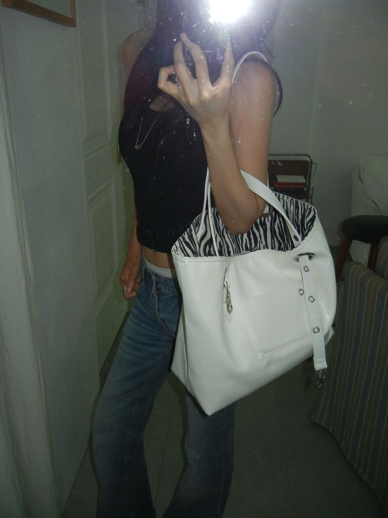 Reversible Eyelet Pattern Two-Way Shoulder Bag