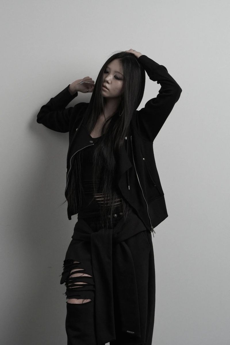 [label] layered tie damage wide pants (black)