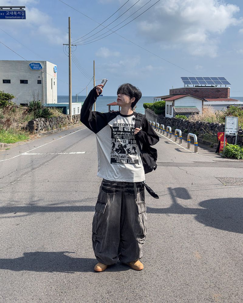 Poster Color Block Raglan Long Sleeve