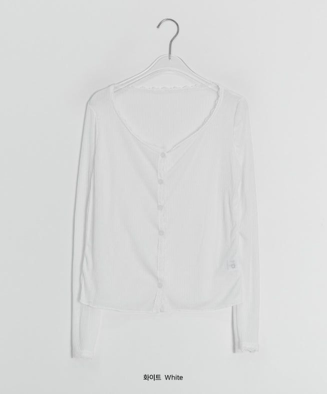 Barimi Lace Ribbed U-Neck Summer Cardigan