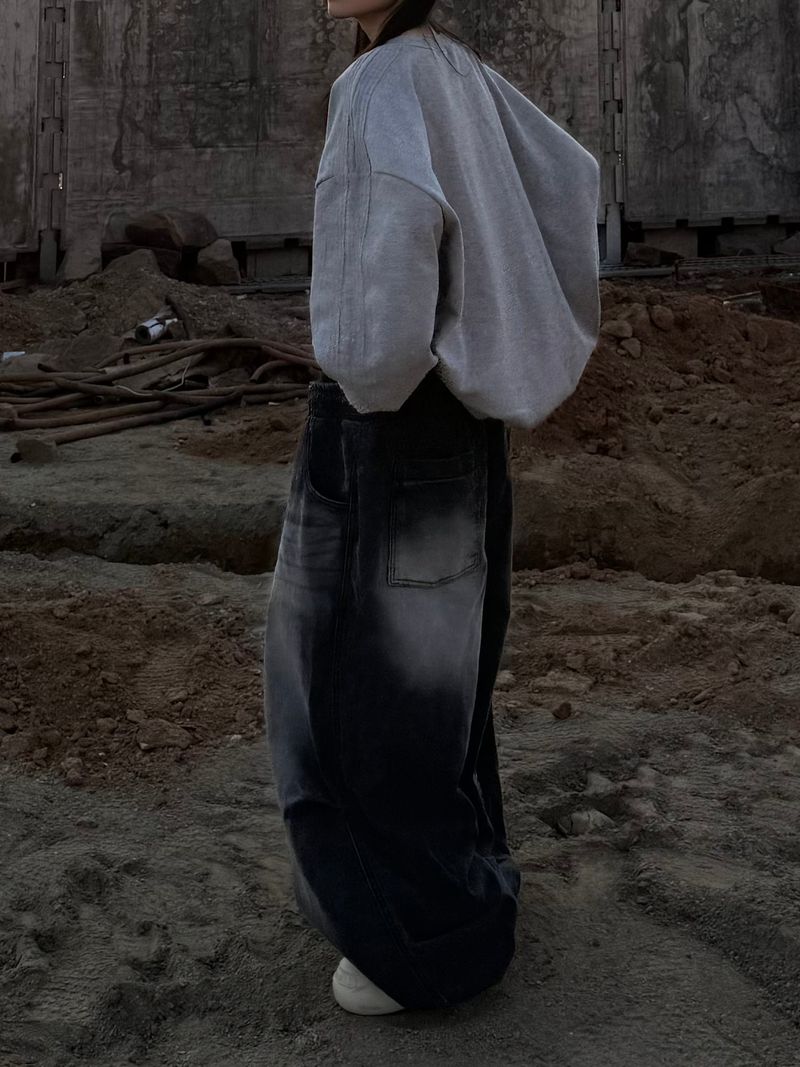 double waist denim pants