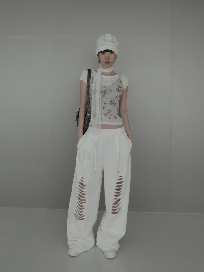 Fray Cutout Sweatpants