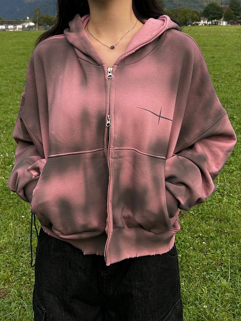 Unisex Tie Dye Over Hooded Zip-Up 2C
