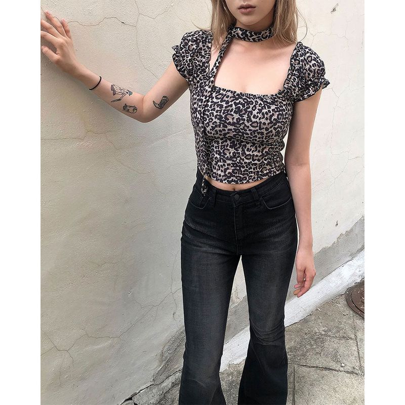 Saka Leopard T Set [scarf set]