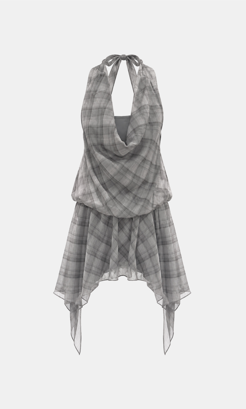 Etra Sheer Plaid Dress