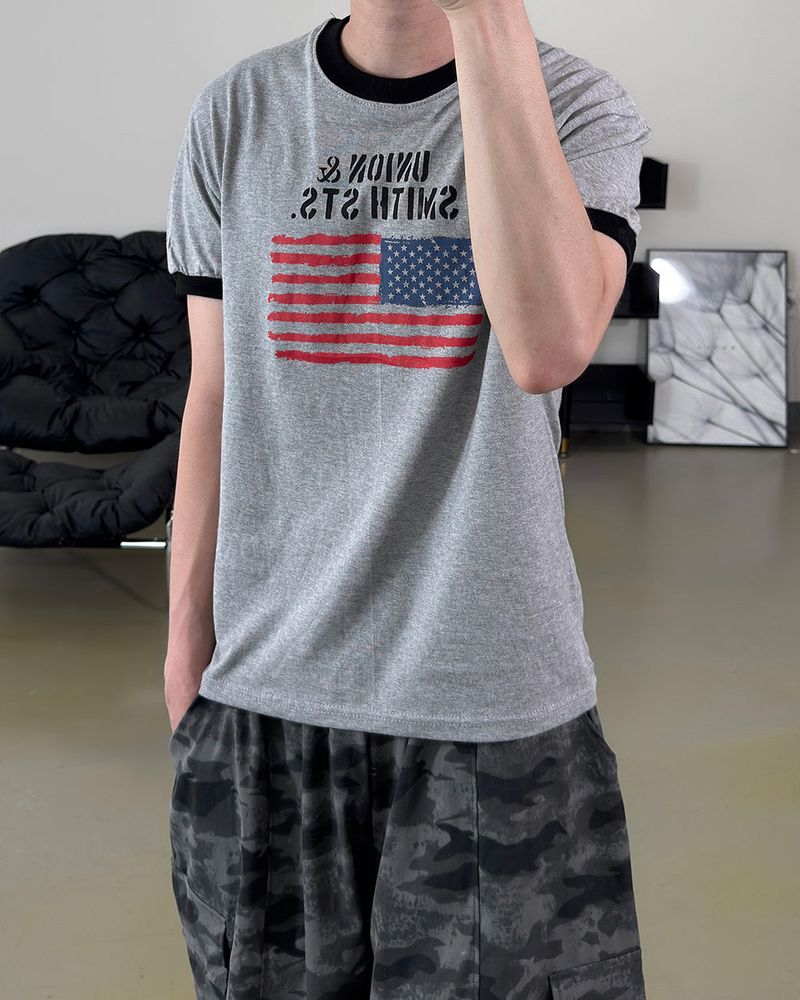 Loue American Flag Ringer Muscle Tee