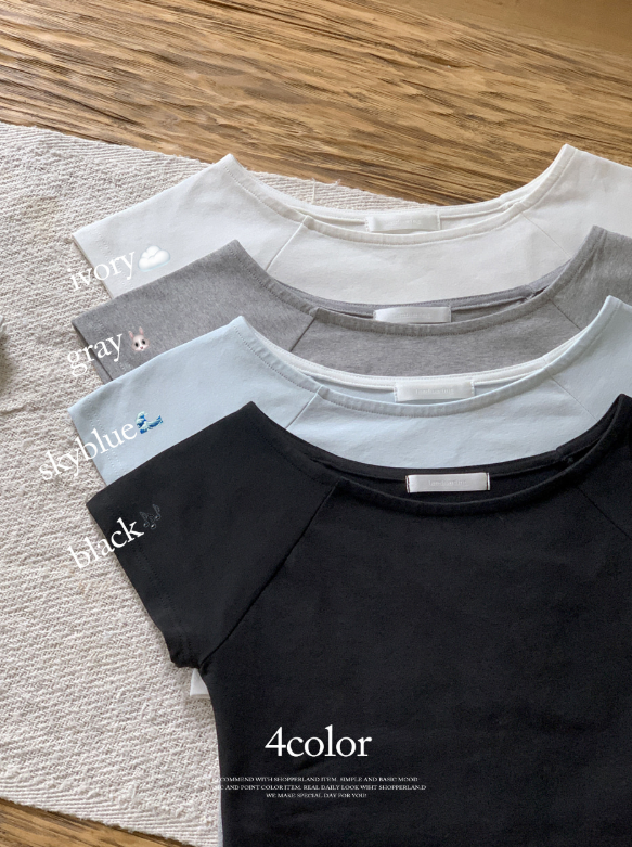 [SHOPPERMADE] ボートネックラグラン半袖Tシャツ (4color)