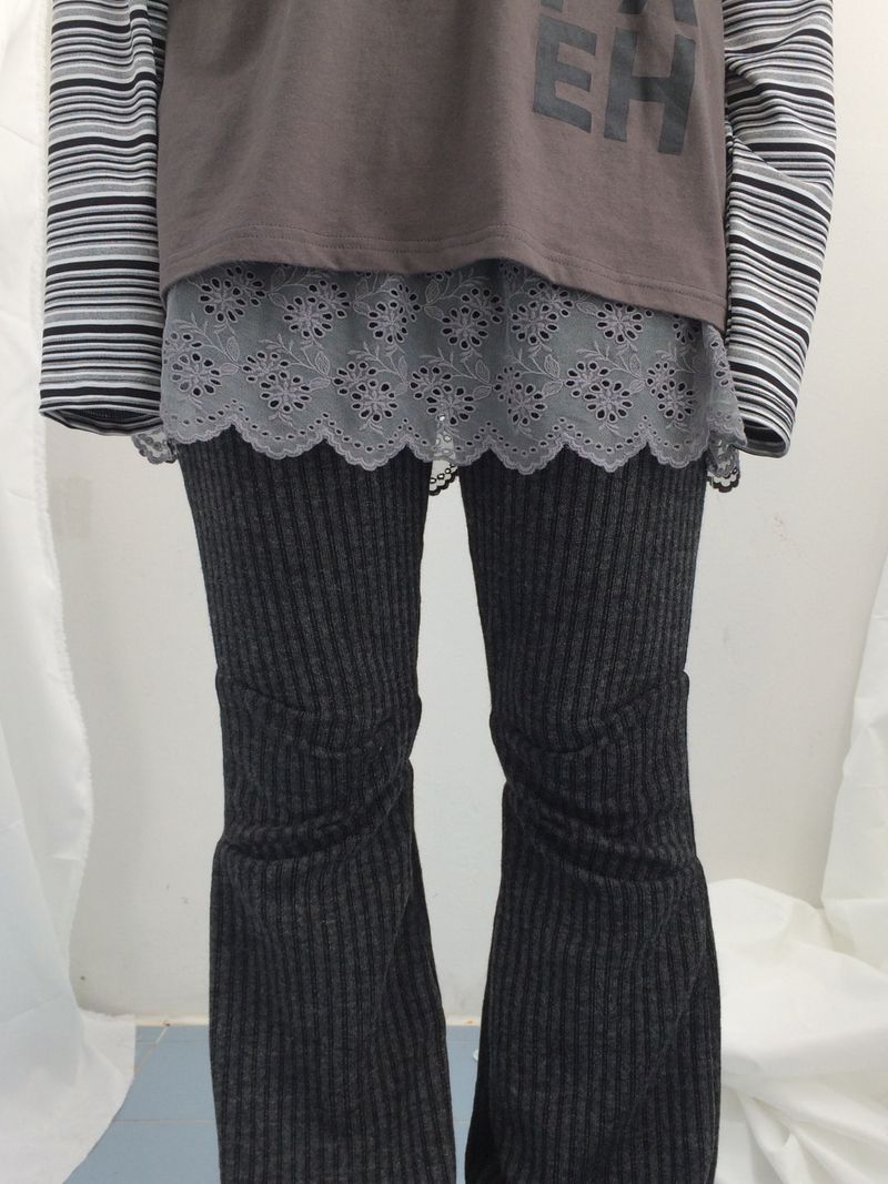 Stripe bootcut banding pants