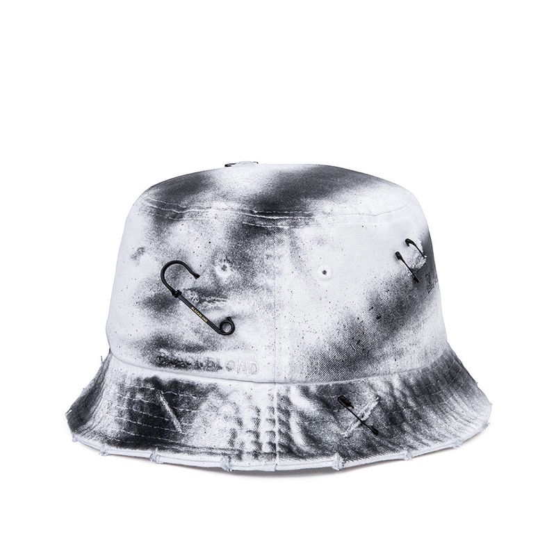 BBD Ripped Sprayed Custom Border Graffiti Logo Bucket Hat (White)