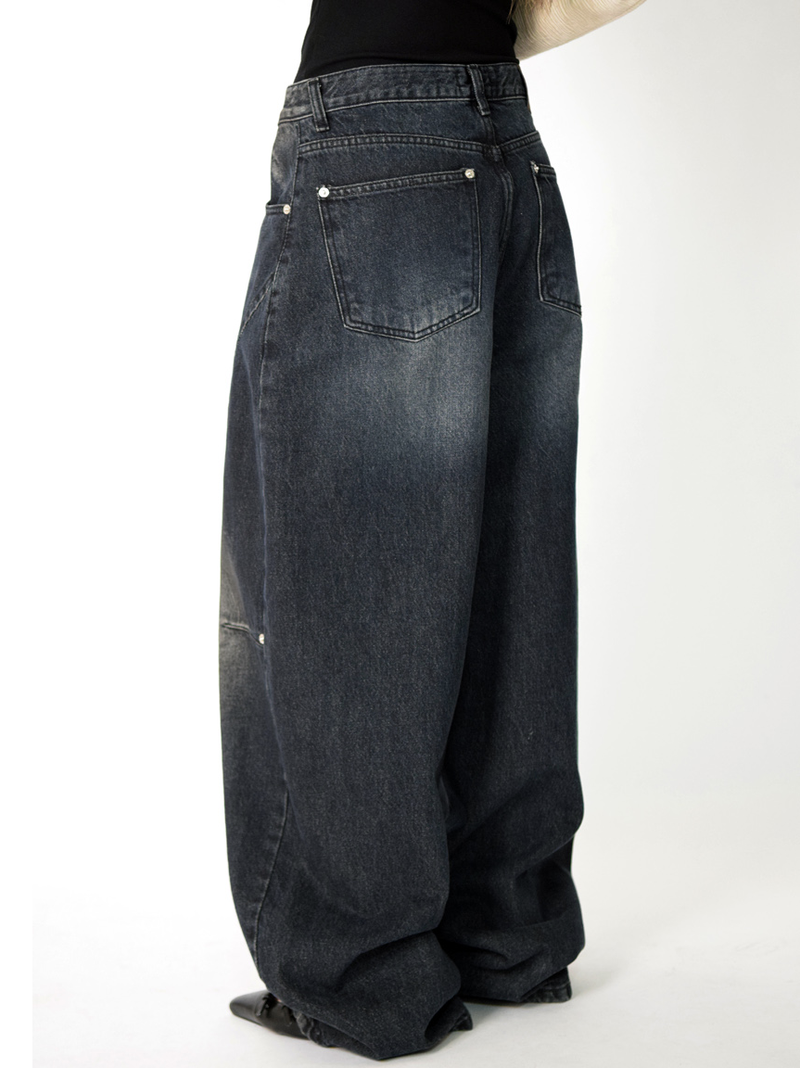 devil black over denim pants