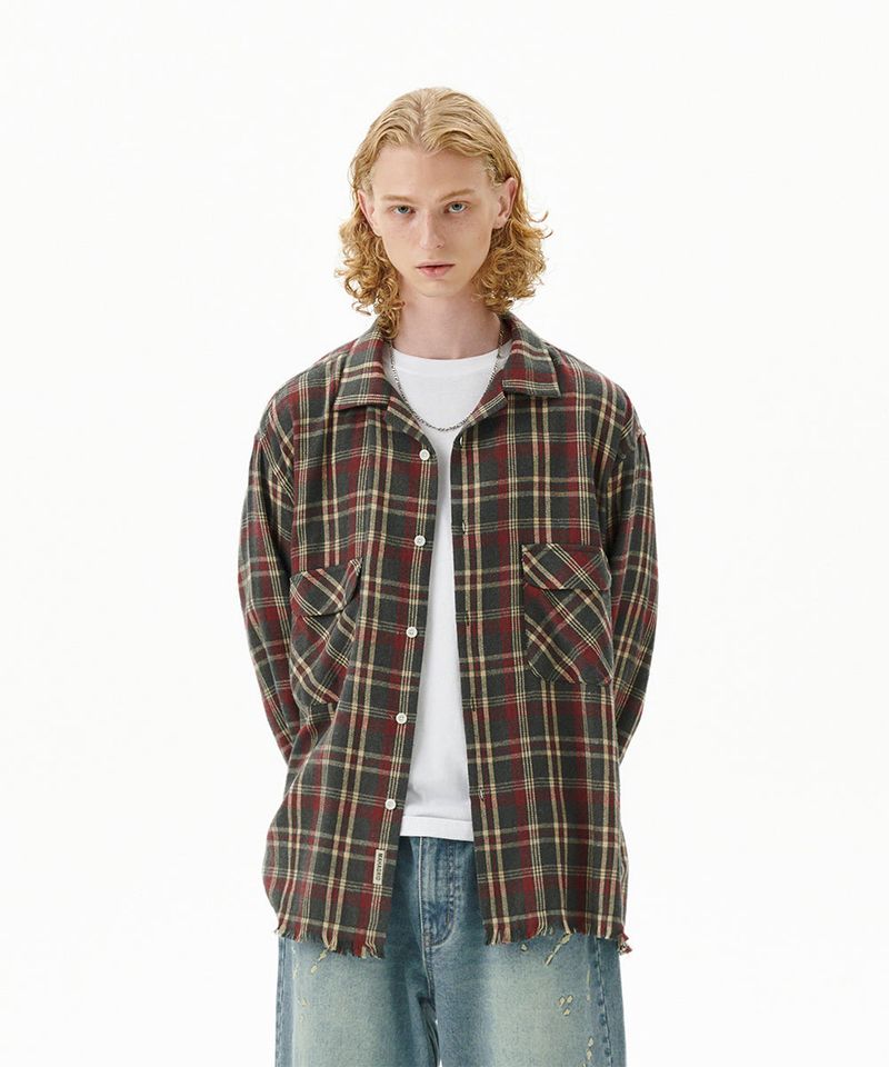 CUT OFF FLANNEL CHECK SHIRT