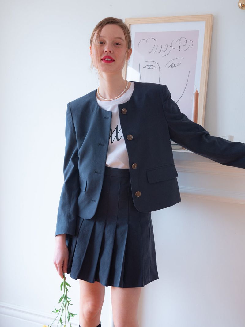 vem.ver(ベムバー)の「MARIE BASIC ROUND JACKET_NAVY(Jackets/Outerwear)」