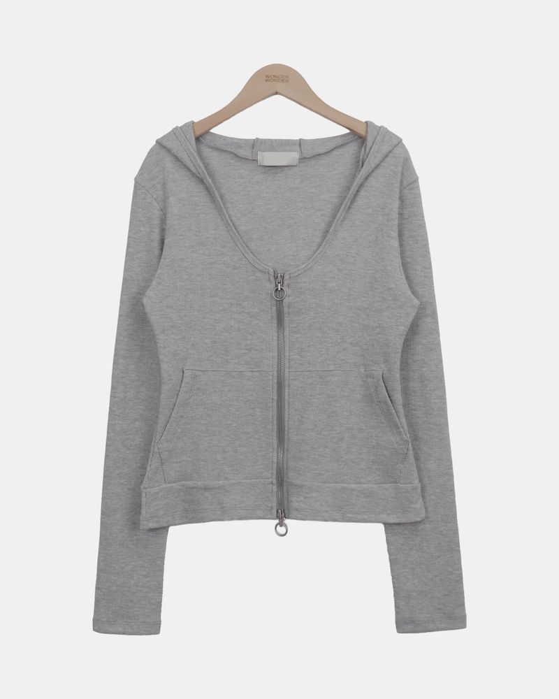 Muiti Waffle Hooded Zip-Up