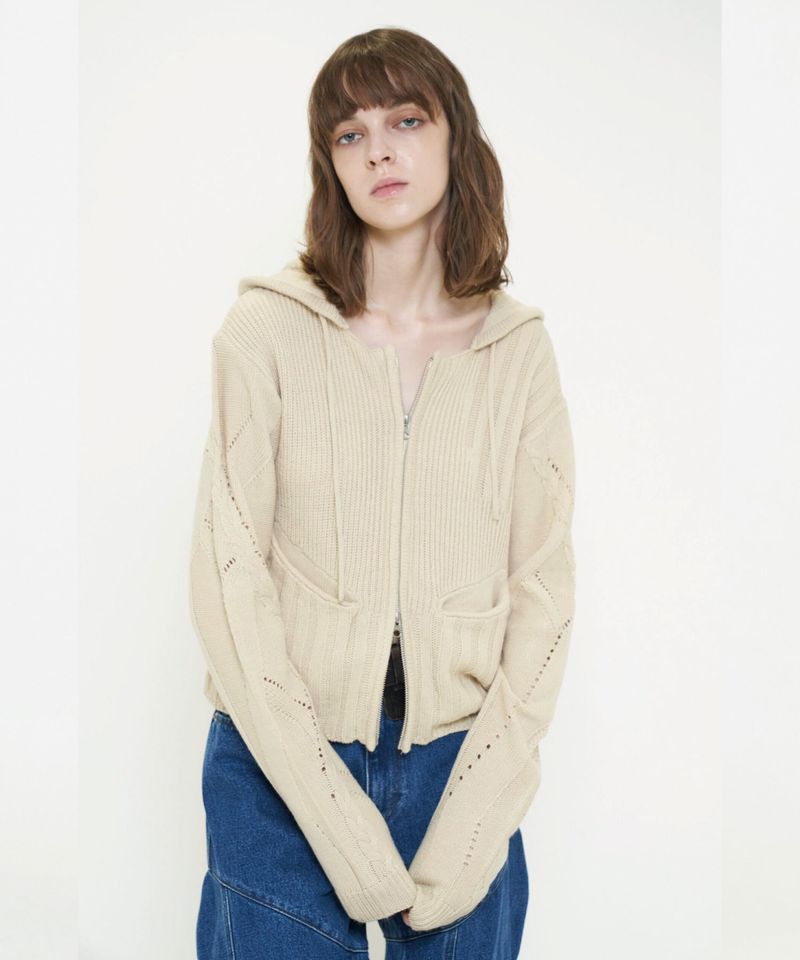 DOUBLE ZIP KNIT HOODIE