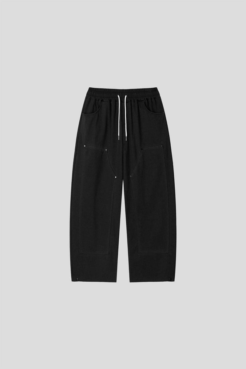 WET DOUBLE KNEE RIVET SWEAT PANTS