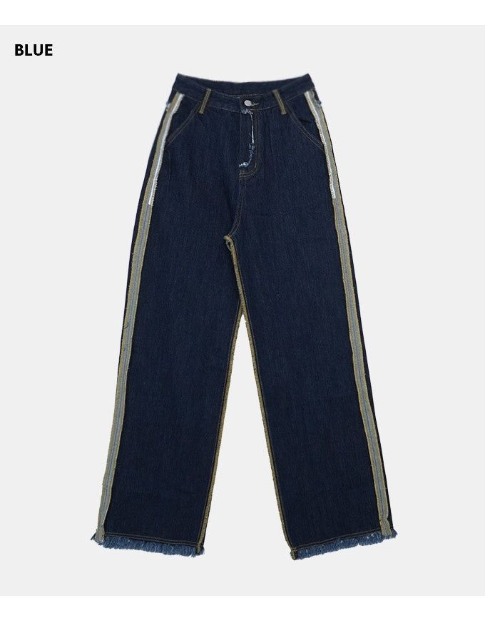 Double Side Seam Cutting Denim Pants