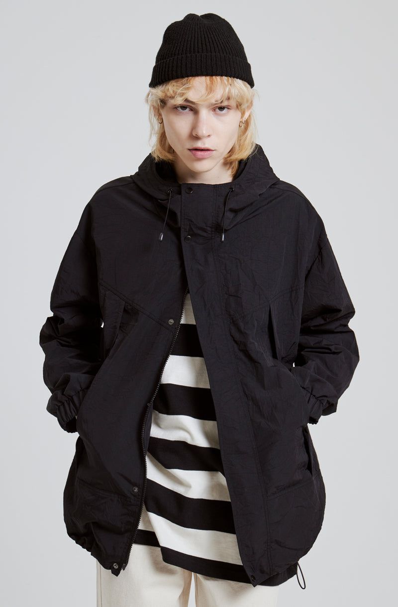 RIPSTOP 2WAY ZIP-UP JACKET [BLACK]