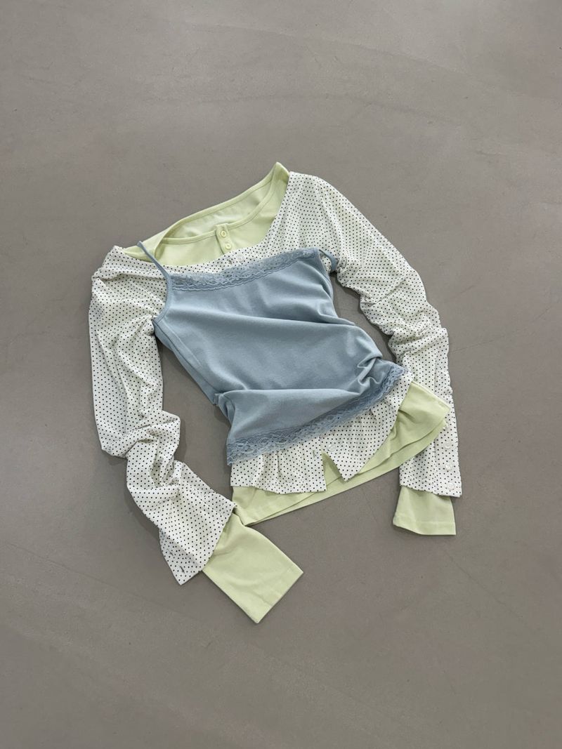Polkadot Sheer Cardigan (Tenta, Dumble-washing) 2sizes