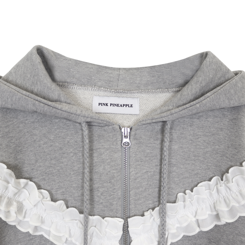 FRILL HOODED ZIP UP (2 COLORS)