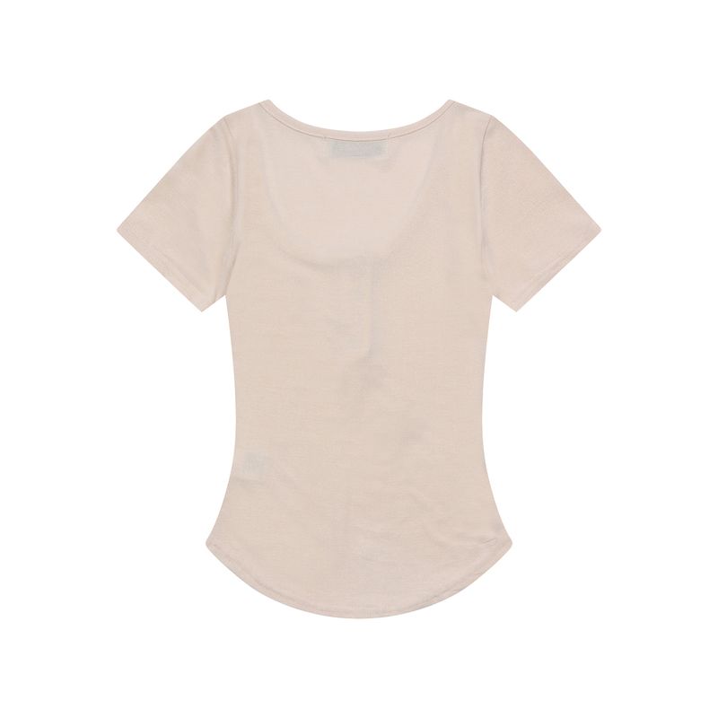 HARING SIGNATURE LOGO SNAP BUTTON U-NECK HALF T (3COLOR)