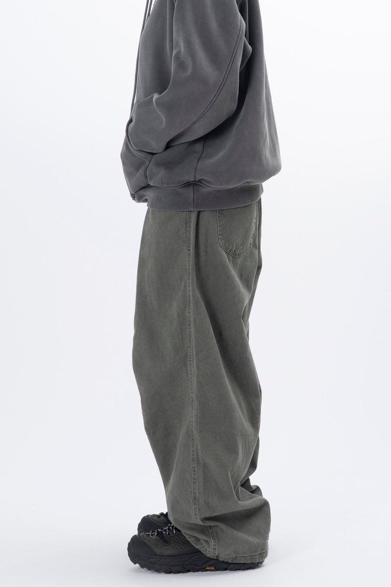 Lever Knee Pintuck Washed Cotton Pants
