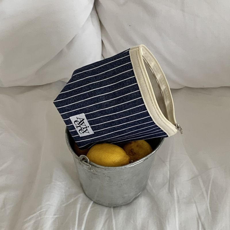 classic pouch_stripe indigo denim