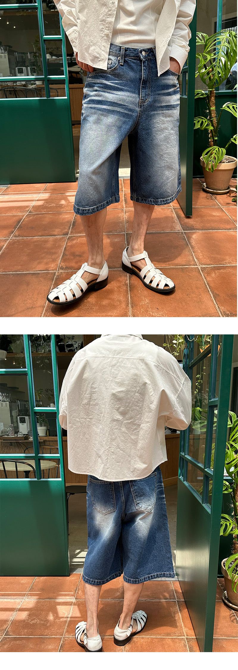 [S/S] Raisor embo blue bermuda pants