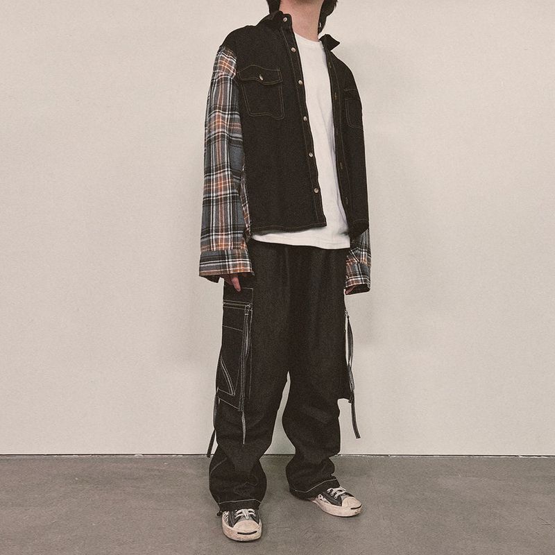 check block cotton shirt_black