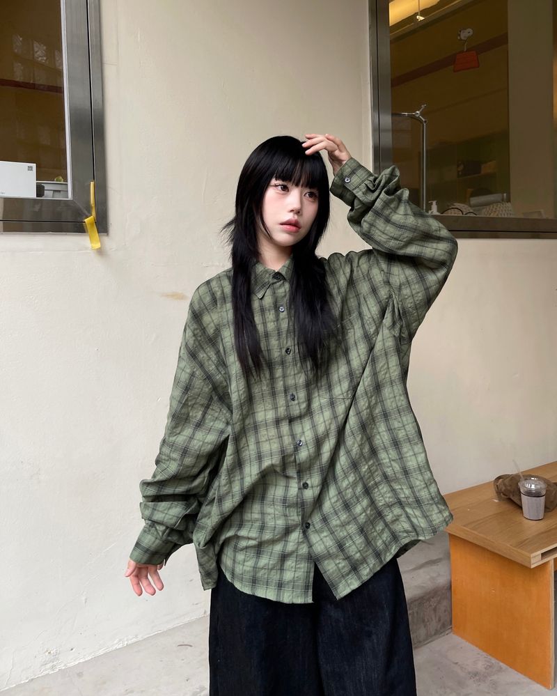 Oa Rinkle Checkered Long Sleeve Shirt