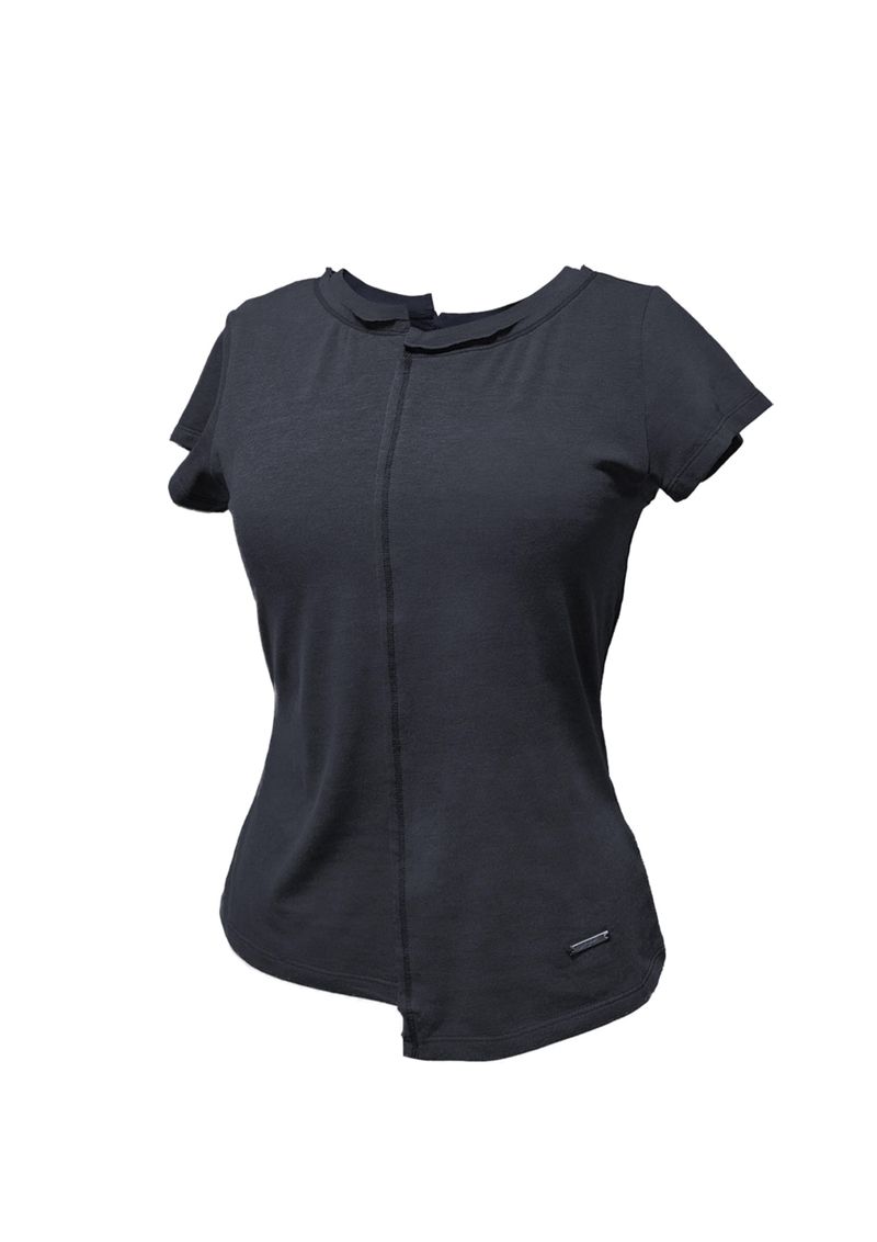 OFFSET HALF RAW TEE . DARK NAVY