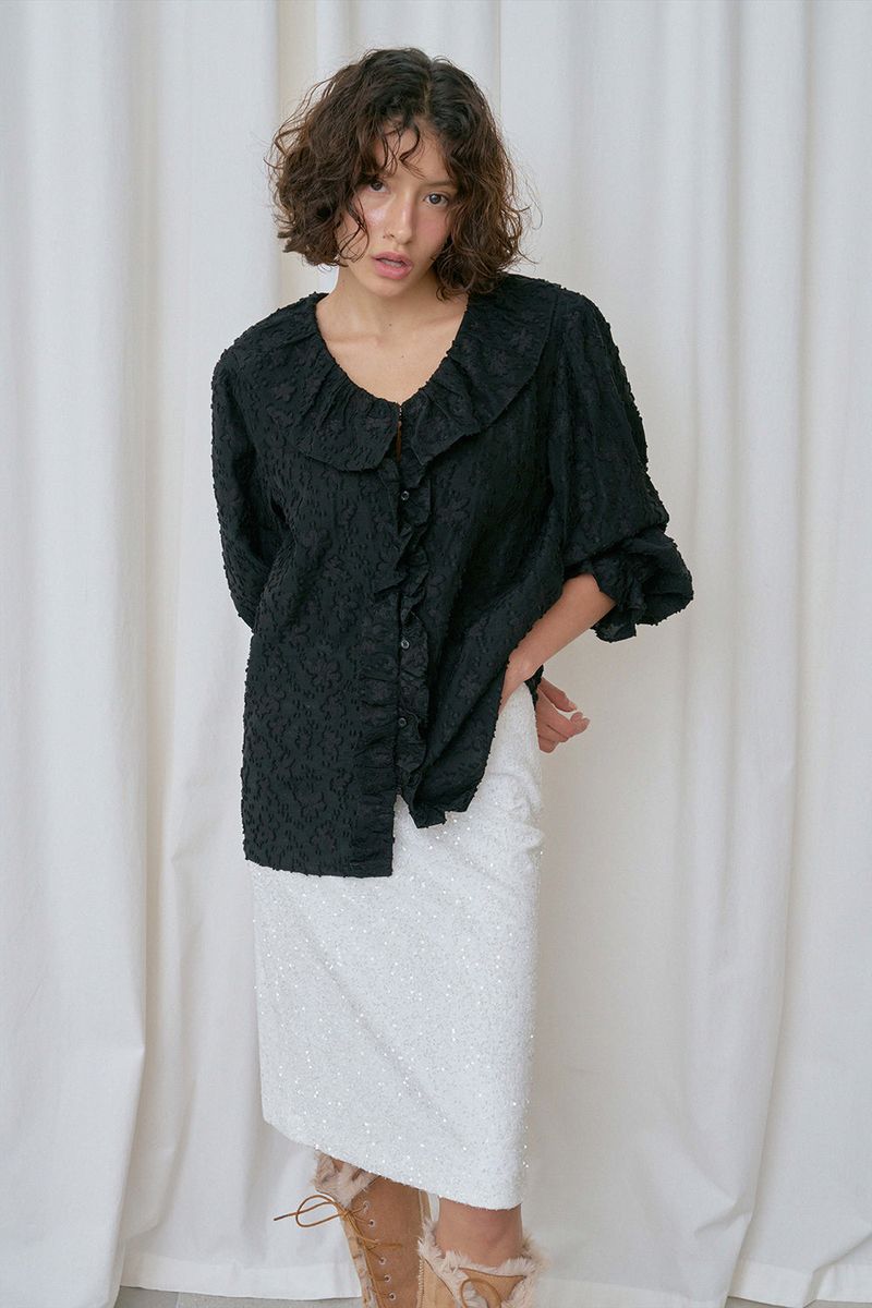 Flor frill blouse_black