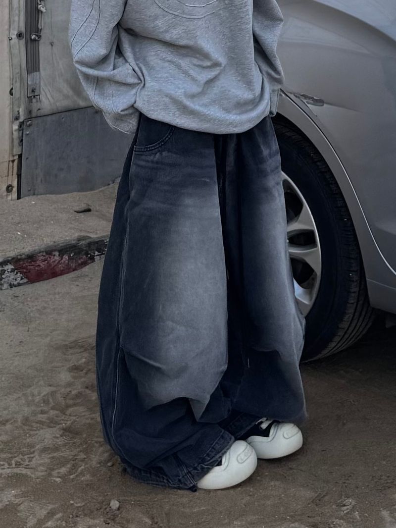 double waist denim pants