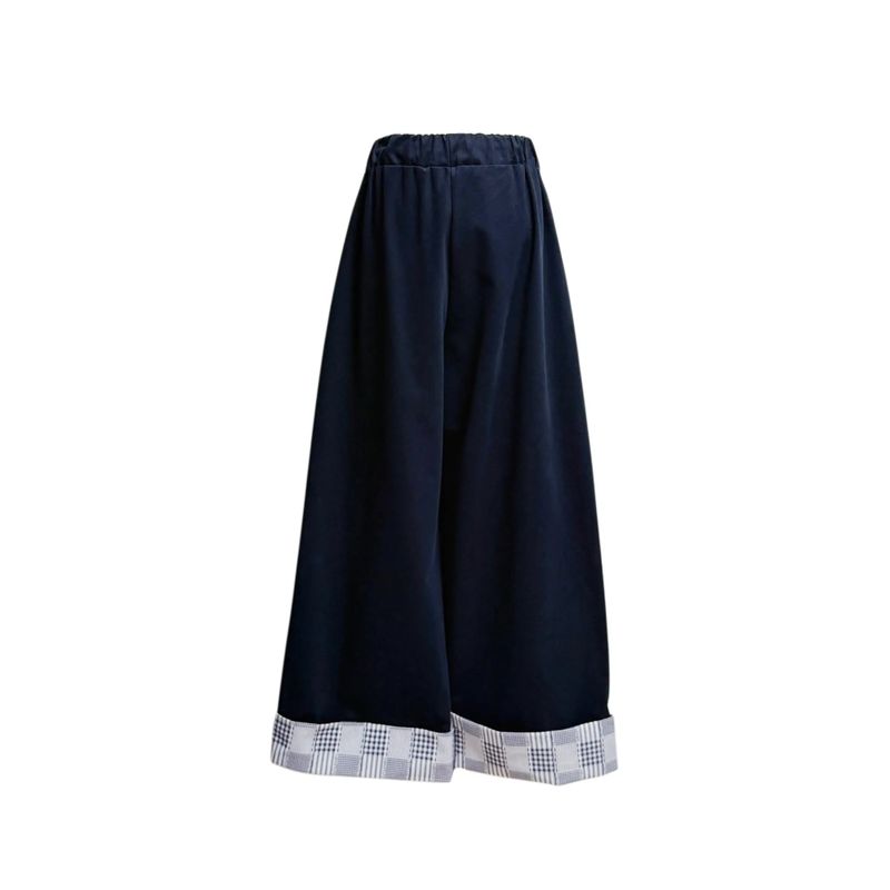 (2color) Check Button Roll-Up Wide Pants