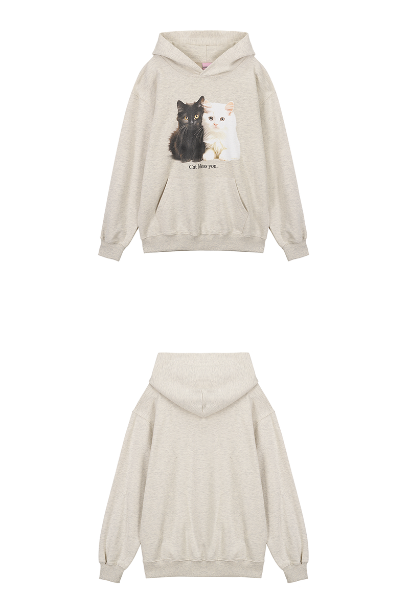 BABY CAT BLESS YOU HOODIE - OATMEAL