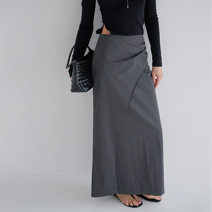 [Redlin] Wrap Shirred Long Skirt -2color