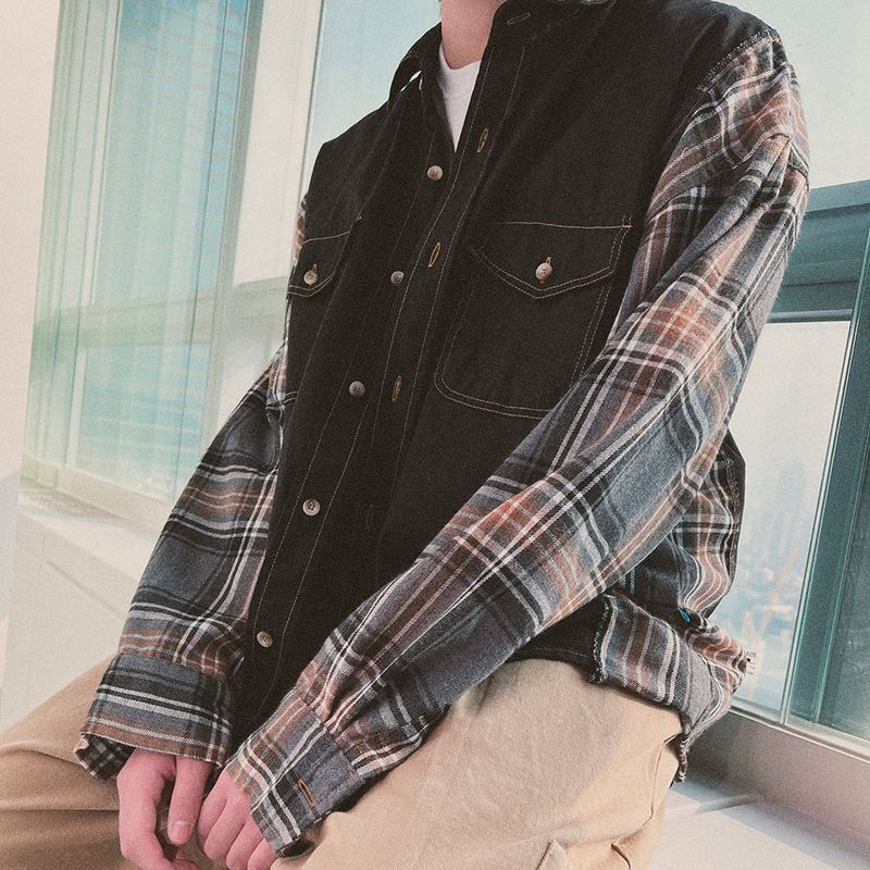 check block cotton shirt_black