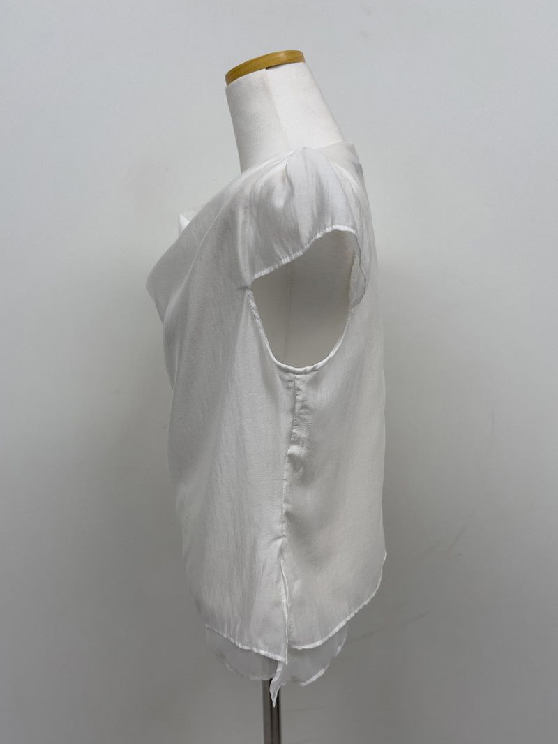 [Belt Set] Noir Drape Short Sleeve Blouse