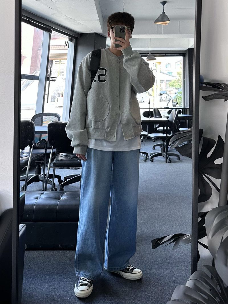 르위 워싱 와이드 데님 팬츠