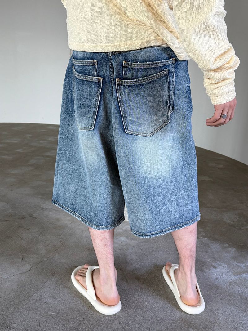 Double back pocket bermuda denim pants(3color)