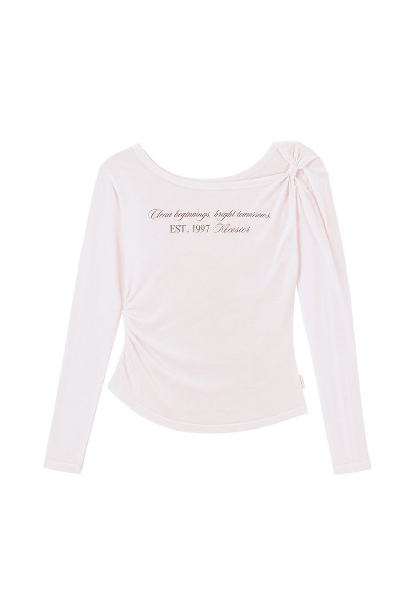 Kleesier（クリーシーア）の「Powder sheer ribbon long sleeve, Baby Pink（Tops）」