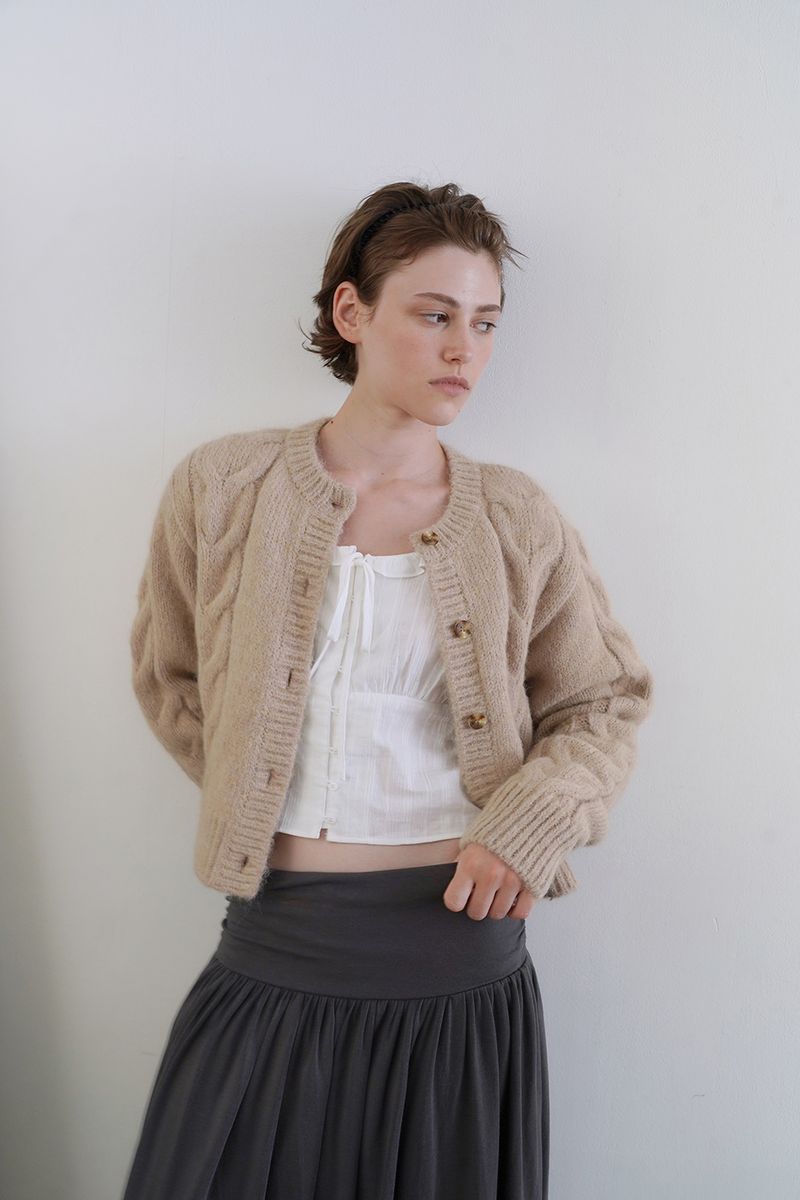 Mohair cable cardigan_beige