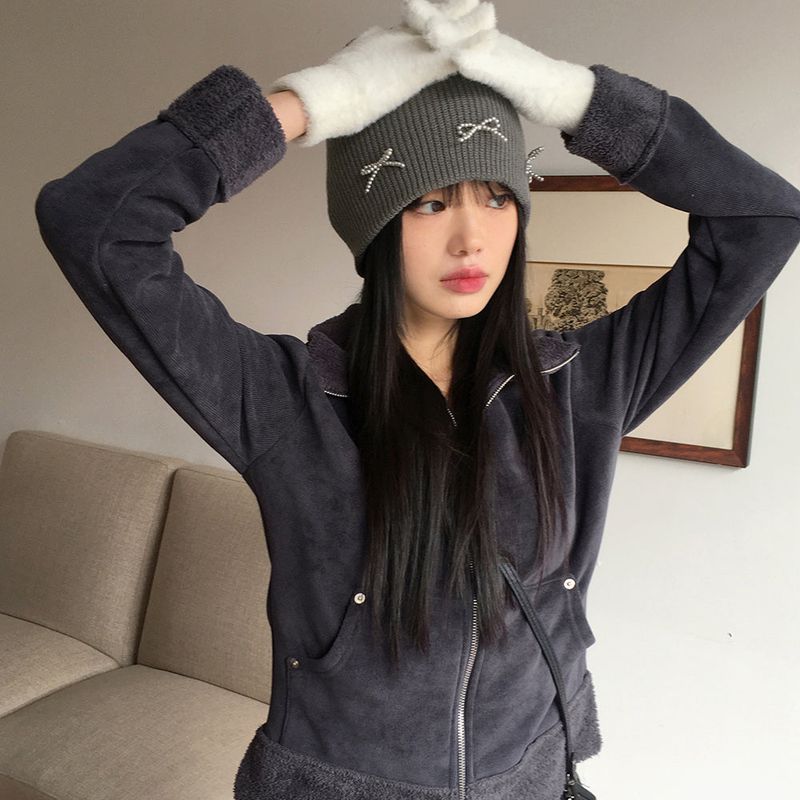 Monet beaded ribbon balletcore ribbed beanie hat