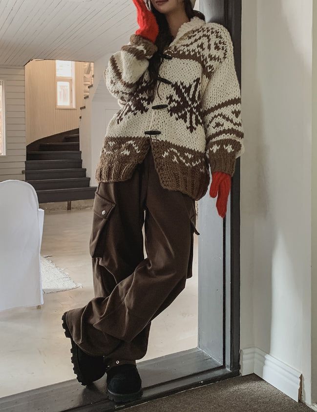 [wool20%] Cain pintuck snap wool cargo pants