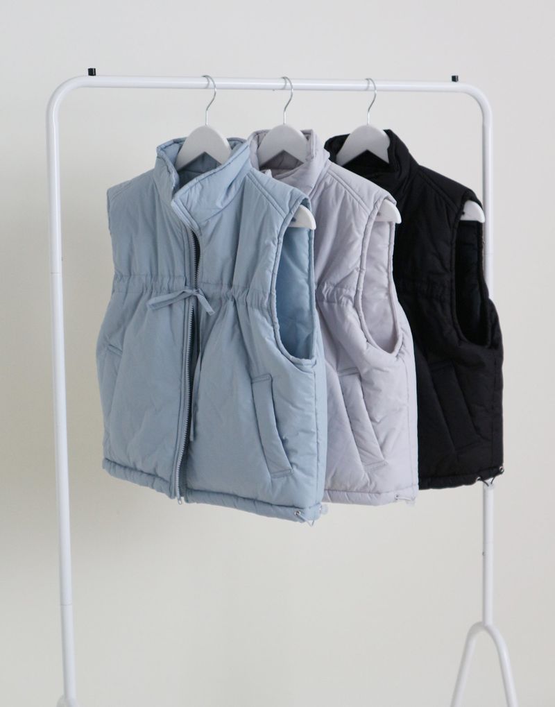 Teddy Ribbon Knot High Neck Cropped Padded Vest (6 ounces)