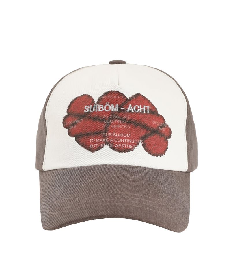 Acht Infinite Hearts ball cap - Off White / Pigment Burgundy