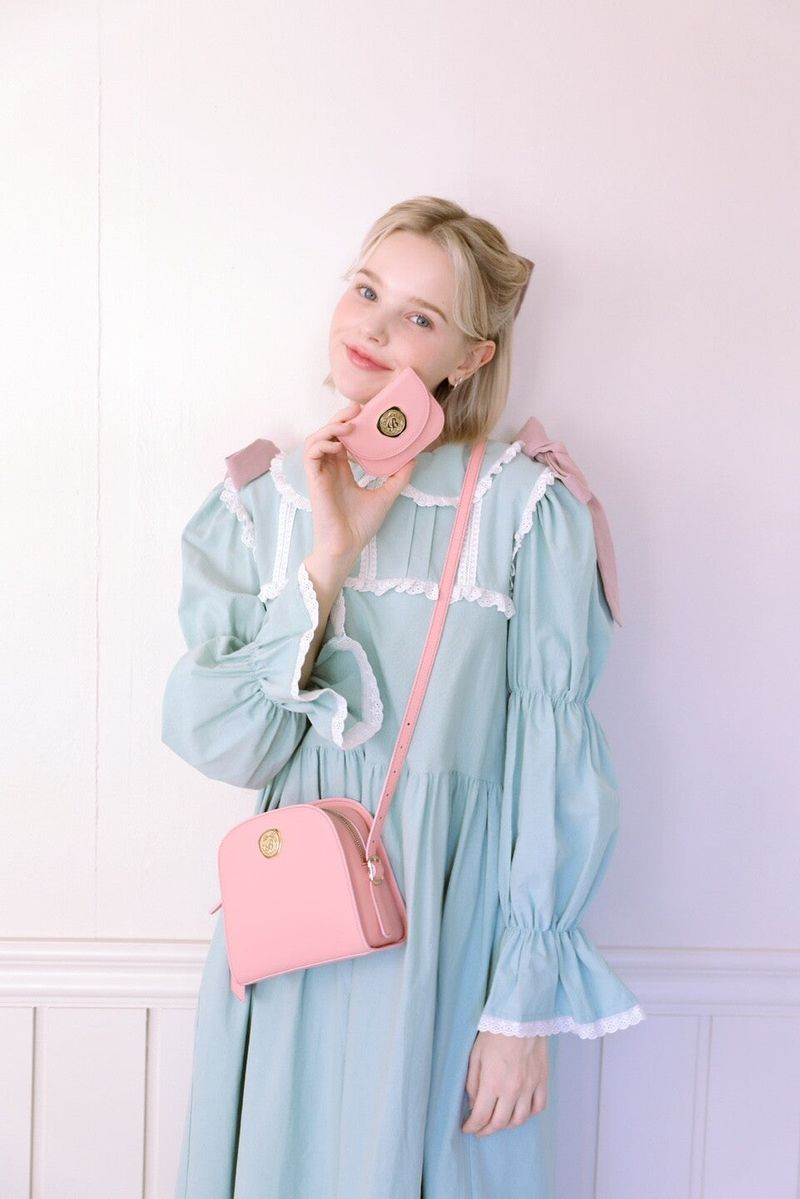 Half Moon Cow Leather Cross Bag ( Pink )